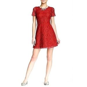 J. Crew Fit & Flare Lace Mini Dress Red